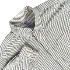 Brooks Brothers Shirt Mens 16.5 Blue Yellow Stripe Classic Long Sleeve Button Up